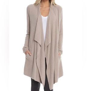 NWT Barefoot Dreams Taupe Cozychic Lite Cardigan Island Wrap Sweater L/XL